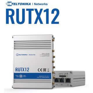Teltonika RUTX12 Dual LTE CAT6 Router WLAN, Dual Band WiFi (Wave-2 802.11ac), 2 SIM